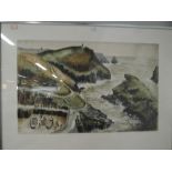 A Limited Edition print after Jeremy King, Boscastle, signed, 16in x 25in