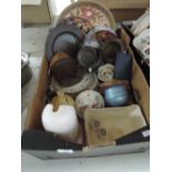 A box of ceramics etc including pewterware