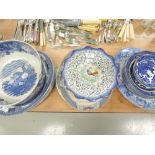 A selection of ceramics including blue and white wears
