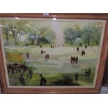 An oil painting, F Qualay, parkland scene, indistinctly signed, 19in x 26in