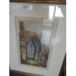 A watercolour, Cathedral Ruins, 19th century, 12in x 7.5in