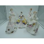 Five Royal Doulton figurines, Country Rose HN3221, Gillian HN3742, Christine, Old Country Rose