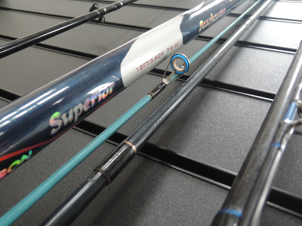 A selection of fishing rods for sea and coarse fishing