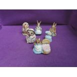 Six Beswick Beatrix Potter figures, Thomasina Tittlemouse, Benjamin Bunny Sat On A Bank, Hunca