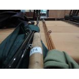 A Greys of Alnwick 9ft fly rod and similar 3 piece split cane