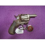 A Belgium rim fire Bulldog pocket pistol, 19th century, A/F, plus a German World War II War