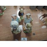 Five Beswick Beatrix Potter figures, Aunt Petitoes x2, Lady Mouse, Pigling Bland & Mr Jeremy Fisher,