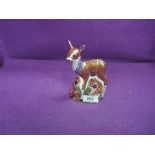 A Royal Crown Derby Collectors Guild Paperweight, Fawn having gold stopper