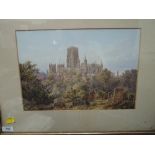 A watercolour attributed to Augustus Barnett Stuart, cathedral landscape, indistinctly signed and d