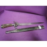 A German Solingen Carl Eickhorn World War II era hunting dagger of short sword 13inch 33cm blade,