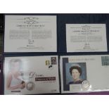 A collection of UK and World silver proof coins and coin covers, Olympic and Royalty