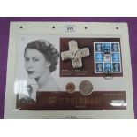 A 2002 The Queen's Golden Jubilee coin cover, featuring 2002 gold sovereign and 1941 halfcrown