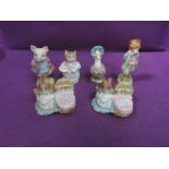 Six Beswick Beatrix Potter figures, Foxy Whiskered Gentleman, Jemimapuddleduck, Hunca Munca &