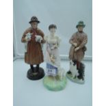 Two Royal Doulton figures, Lambing Time HN1890 & Spring HN2085 along with a Coalport figure, The
