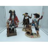 Three Royal Doulton Resin Figures, Captain Hook HN3636, Long John Silver HN3719 and D'Artagon