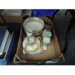 A collection of Royal Doulton Dickens Ware bowls, plates, jug and candlesticks including Sydney