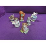 Six Beswick Beatrix Potter figures, Appley Dapply, Squirrel Nutkin, Little Pig Robinson, Timmy