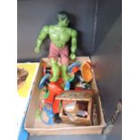 A selection of vintage toys including five Dan Dare Planet guns, Marvel Comics Incredible Hulk