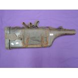 A large leather leg of mutton gun case with large side pocket A/F