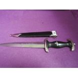 An SS dagger with scabbard, possibly SS Rohm dagger, back of blade ground and polished down
