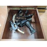 A Cassens & Plath, West German 3305 ship's sextant with battery pack handle, in fitted wooden box