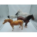 Four Beswick studies, Spirit of Fire 2829, Spirit of Wind, grey 2688, Shire Mare, brown, matt 818