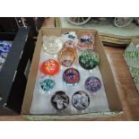 Eleven Caithness Paperweights all designed by Collin Terris, Miniature Moonflower 96, 97 & 98,