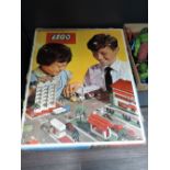 A 1960's Lego part set no 810 having Fold Out Street Plan, Esso Tanker, Transport Van, Recovery