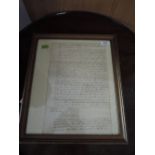 A framed will for a lady in Royston in the County of Hertford, dated 27th March 1711