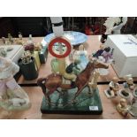 A Beswick style Table Lamp, Race Horse & Jockey at the Winning Post (af)