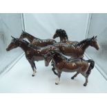 Five Beswick horses, Stocky Jogging Mare, third version 855, Quarter Horse 2186, Imperial 1557,