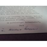 Autographs on a letter of SS Obersturmbann Fuhrer Herbert Kappler and Turbank Fuhrer Waffen SS