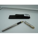 A Parker Sonnet fountain pen , fighter stainless steel, converter, very good condition, made in