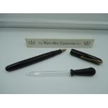 A boxed Waverley Cameron NF3 fountain pen, Black Hard Chased Rubber, fine nib, eyedropper with