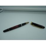 A Red/Black lacque fountain pen, fine nib, aeromatic, made in China