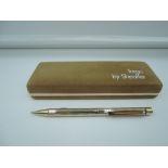 A boxed Sheaffer Targa mechanical pencil, Rolled Gold, good condition, made in the USA