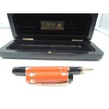A Parker Duofold Centennial fountain pen, orange and black, circa 1990, in presentation box