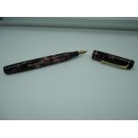 A Stockewell fountain pen, Pink marble, medium nib, lever fill, excellent condition, made in the UK
