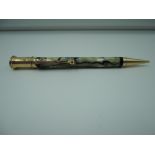 A Parker Duofold mechanical pencil, Pearl and Black Radite, good condition, made in the USA