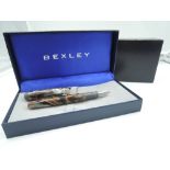 A boxed Bexley BX802 fountain pen, 2008, in Onyx, broad nib, converter, excellent condition, made in