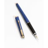A Parker fountain pen. A Parker 180 Laque in Lapis blue, made in France
