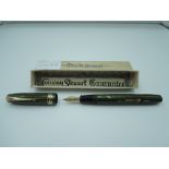 A boxed Conway Stewart 58 fountain pen, circa 1954, green herringbone pattern, medium nib, lever