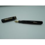A Conclin Endura Toledo fountain pen, black, broad nib , lever fill, excellent condition, made in