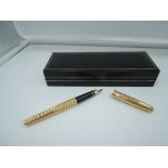 A Parker 75 fountain pen 1983, Gold Plated Perle pattern, converter, made in France