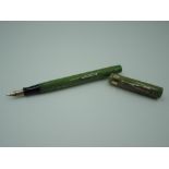 An Aiken Lambert Co, Mercentile fountain pen, circa 1920 in Jade Green, with fine nib and Lever