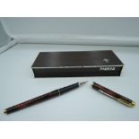 A boxed Parker 180 fountain pen, circa 1980, Toroiseshell lacque, cartridge, as new, made in France