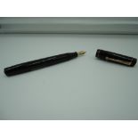 A boxed Summit S.125 fountain pen, 1930, Black Chased Hard Rubber, medium nib, lever fill, good