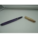 A Parker 51founatin pen, circa 1960, Purple marble, aeromatic excellent condition, made in