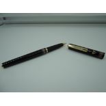 A Parker fountain pen with Burberry Livery, medium nib, cartridge, engraved Burberry Clip