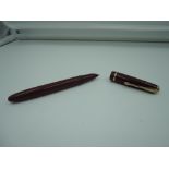 A Parker Lady Duofold fountain pen, circa 1958, maroon, aeromatic, made in the UK
